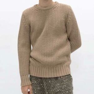 Far Afield Hamish Ribbed Knit Sweater Cornstalk Tan Wool Alpaca Size Small 1